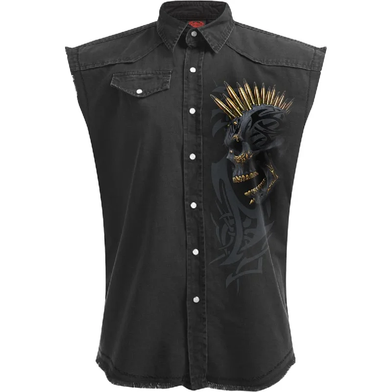 BLACK GOLD - Sleeveless Stone Washed Worker Black