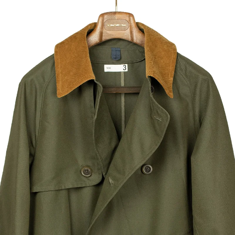 cotton-polyester-chambray-gabardine-cloth-double-breasted-raglan-sleeve-trench-coat-olive-60003