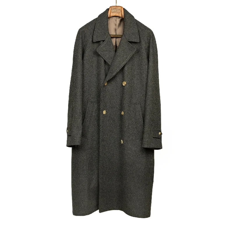 Grandad Coat in charcoal Italian melton wool