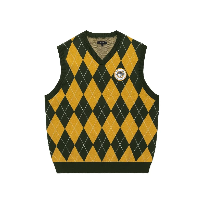 MALBON X PTM ARGYLE INTARSIA KNIT VEST