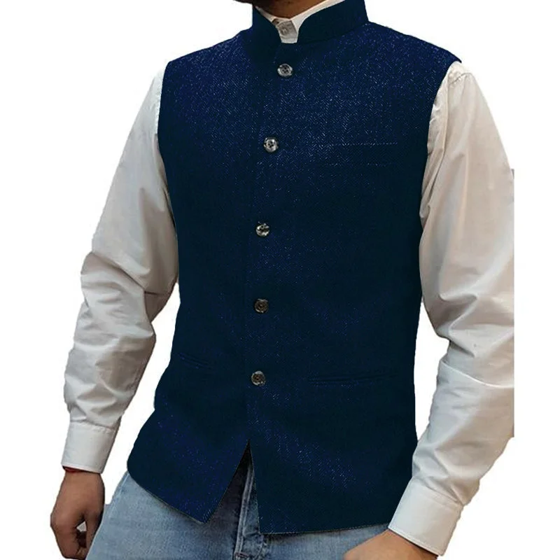 mens-stand-collar-herringbone-single-breasted-vest-76418897m