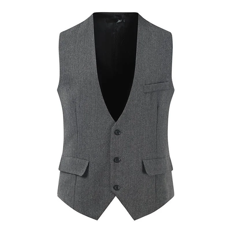 Men's V-neck Casual Single-breasted Coat Vest 28715030X