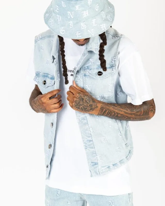 PHEELINGS SOUL STAMPED CARGO VEST (LIGHT BLUE)