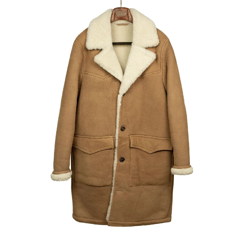 Exclusive ""Redford"" shearling rancher coat in tan suede