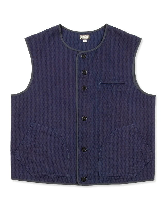 ""Sashiko"" Sergeants Vest - Deep Indigo