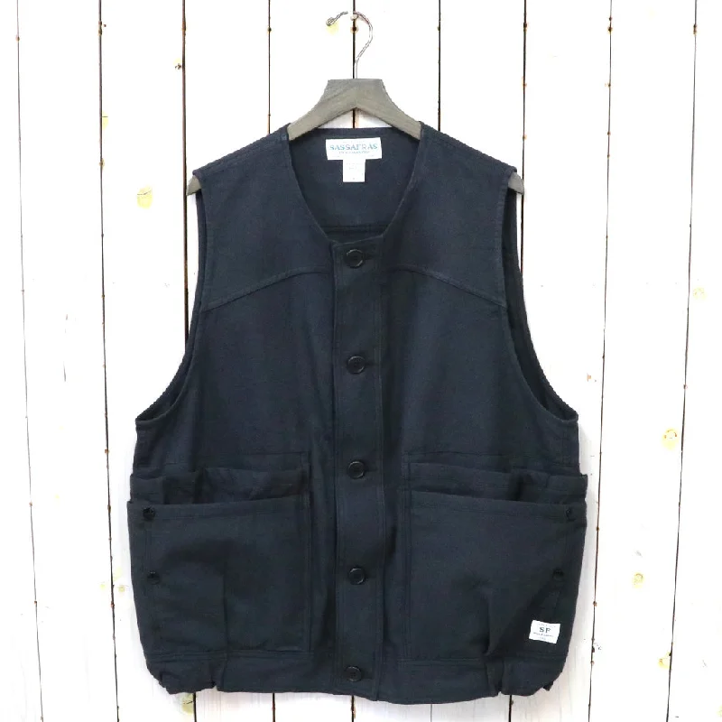 SASSAFRAS『OVERGROWN HIKER VEST(L/R COTTON CANVAS)』(BLACK)