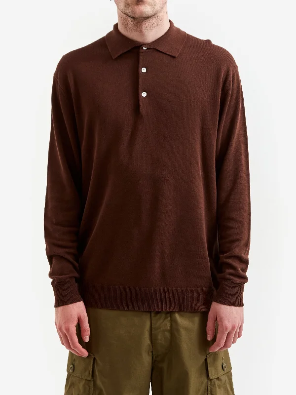 beams-plus-knit-polo-12g-brown