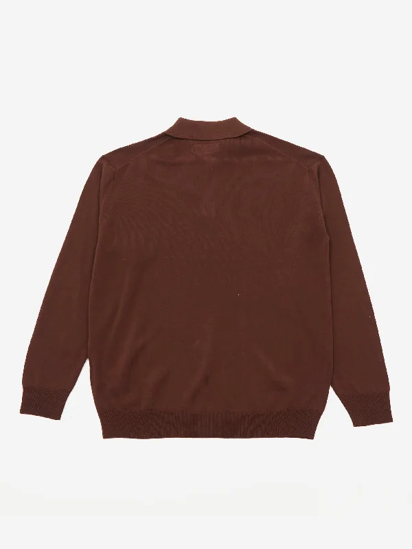 beams-plus-knit-polo-12g-brown