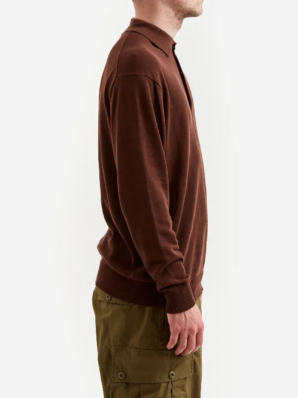 beams-plus-knit-polo-12g-brown