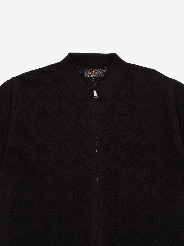 beams-plus-zip-knit-mesh-polo-mesh-black