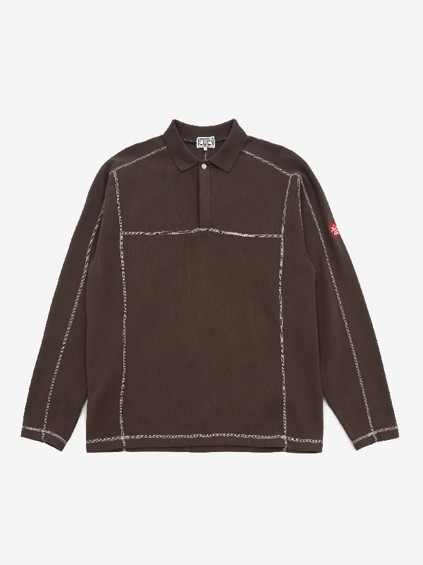 C.E Cav Empt Double Knit Longsleeve Polo - Charcoal