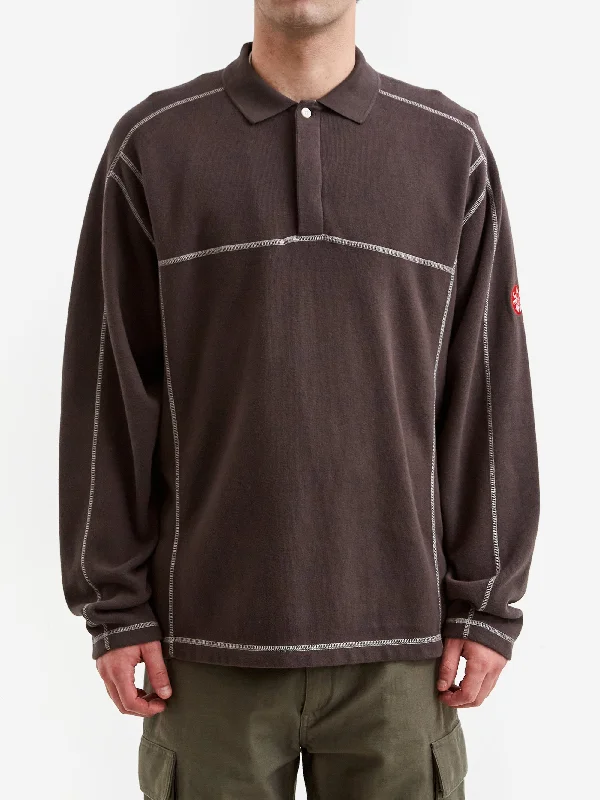 c-e-cav-empt-double-knit-longsleeve-polo-charcoal