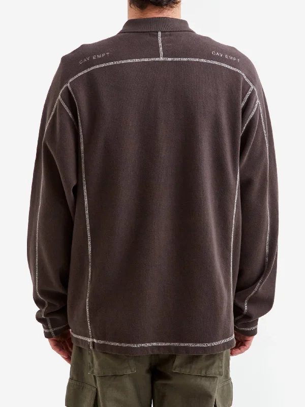 c-e-cav-empt-double-knit-longsleeve-polo-charcoal