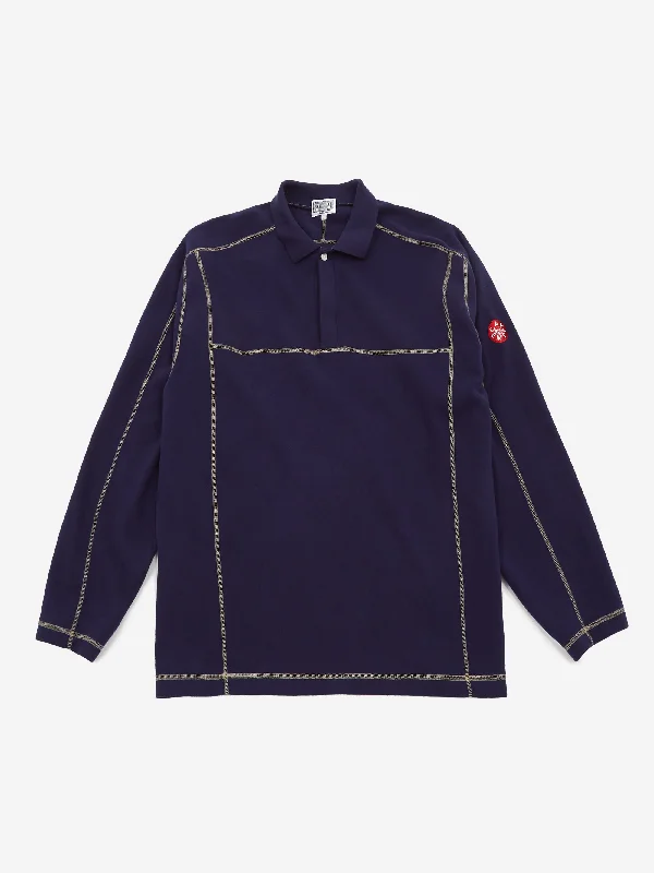 C.E Cav Empt Double Knit Longsleeve Polo - Navy