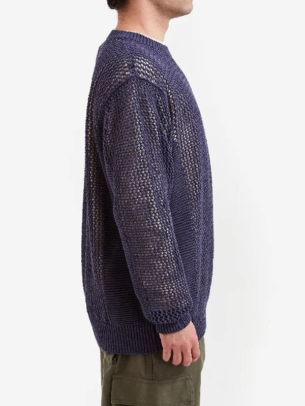 c-e-cav-empt-side-rib-loose-net-knit-blue