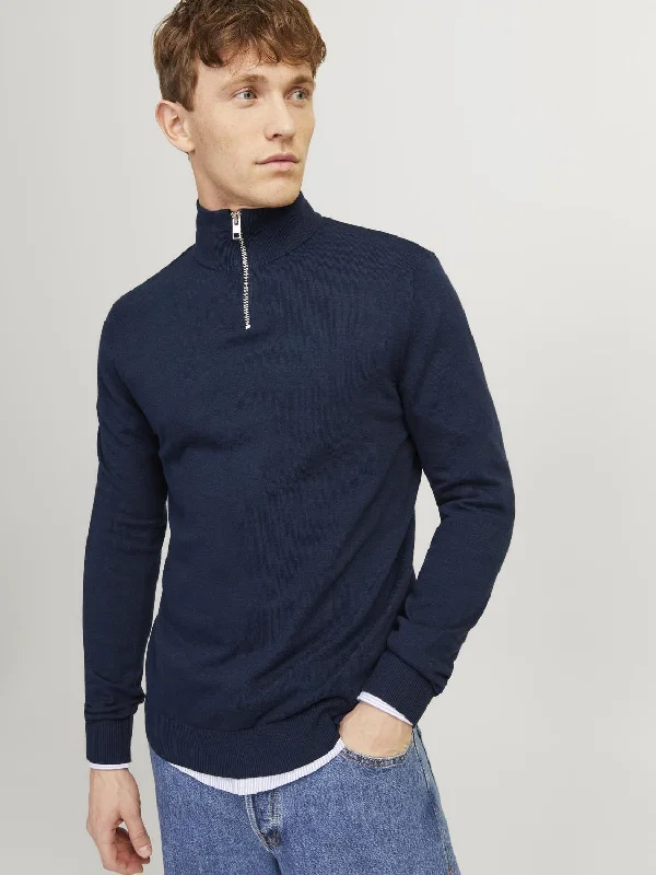 Emil Half Zip Striktrøje - Navy