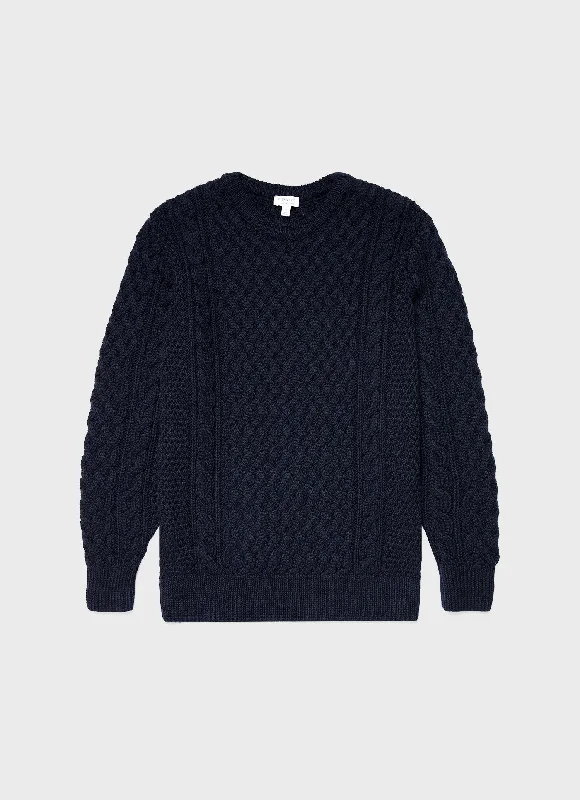 Men's Cable Knit Jumper in Navy