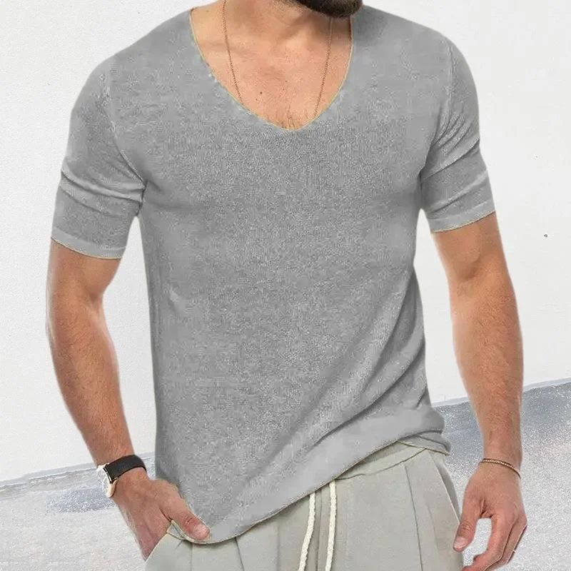 mens-casual-solid-color-v-neck-short-sleeved-knit-sweater-05621460y