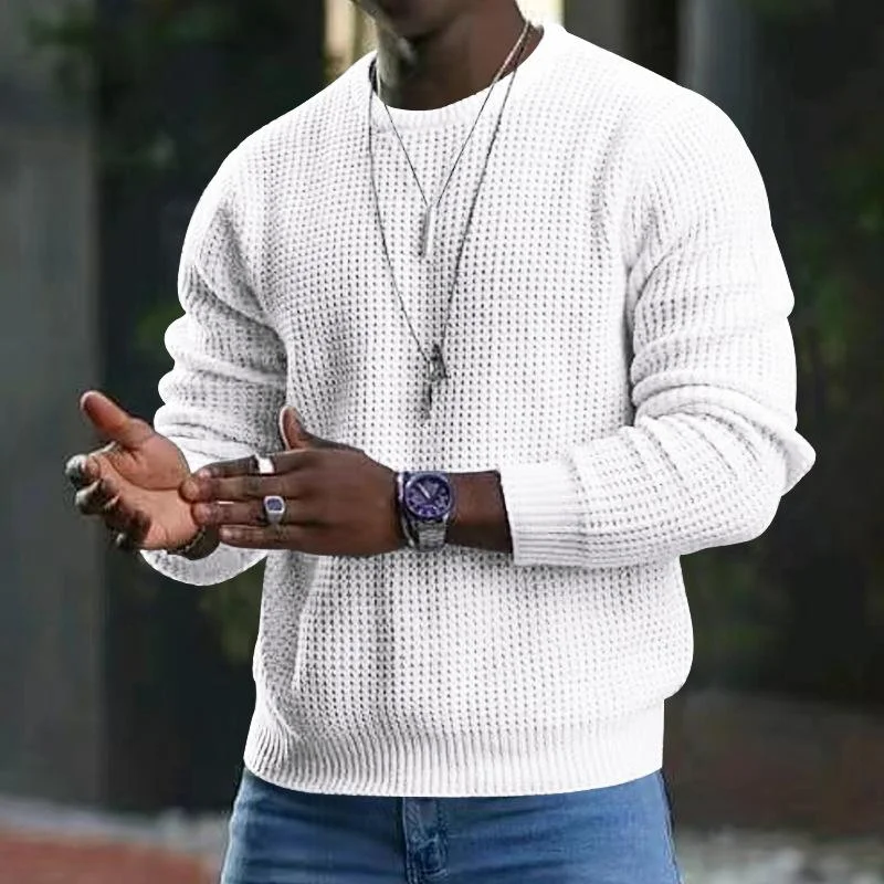 mens-waffle-long-sleeve-crew-neck-sweater-necklace-excluded-23194177t