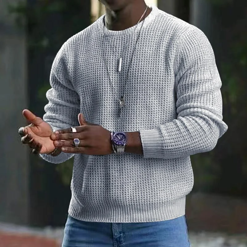 mens-waffle-long-sleeve-crew-neck-sweater-necklace-excluded-23194177t