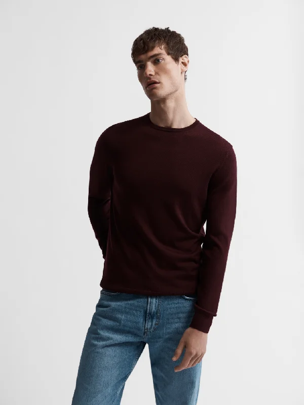 Merino Crew Neck Jumper - Wine