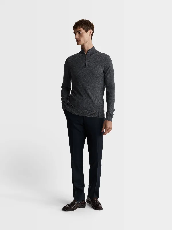 Merino Quarter-Zip Jumper - Charcoal