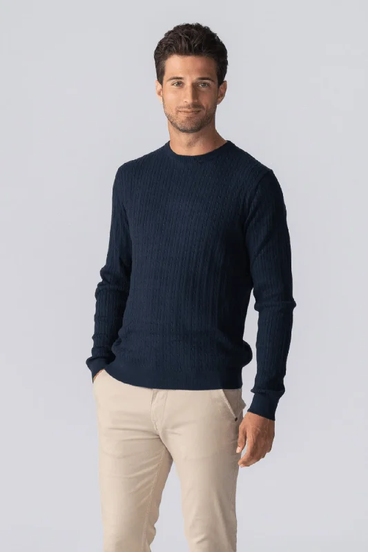 Pullover Kabel Strik - Navy