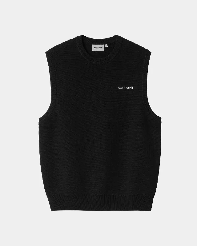 Script Vest Sweater | Black / White