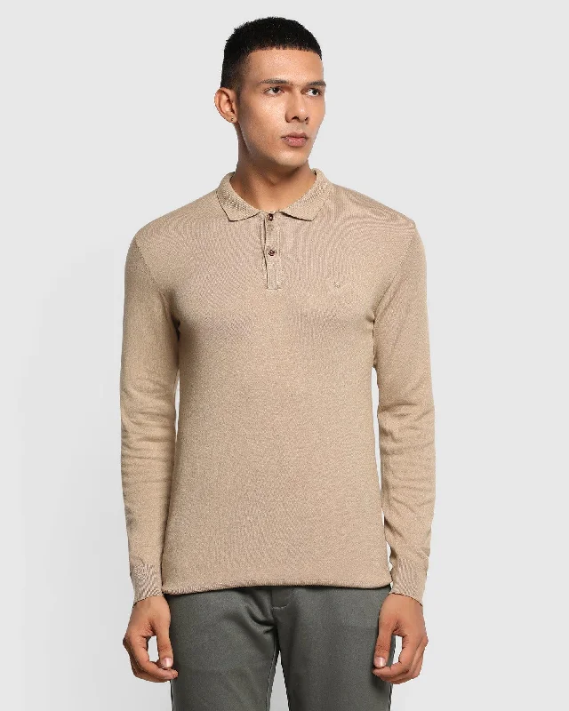 Polo Beige Solid Sweater - Beet