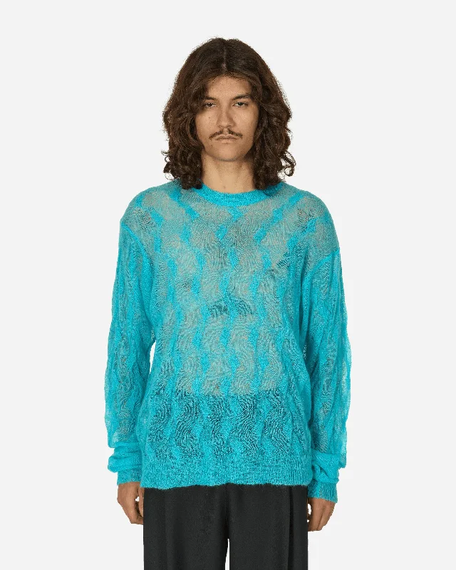 Loose Knit Cross Cable Sweater Cyan