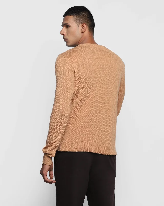 textured-crew-neck-sweater-in-brown-tan-delta