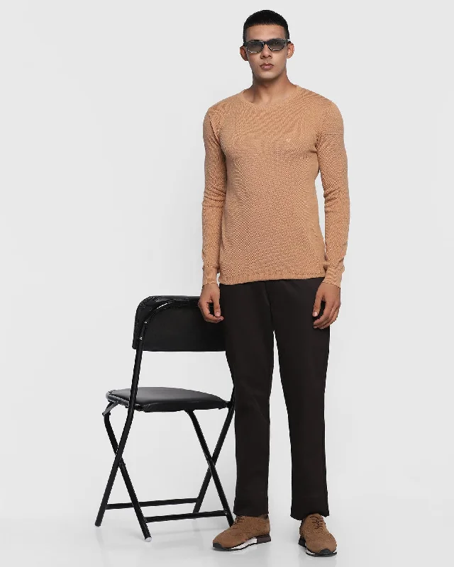 textured-crew-neck-sweater-in-brown-tan-delta