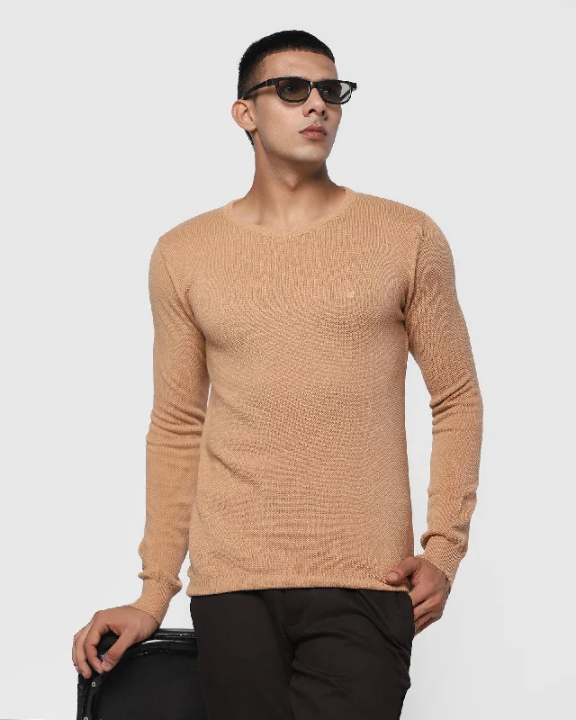 textured-crew-neck-sweater-in-brown-tan-delta