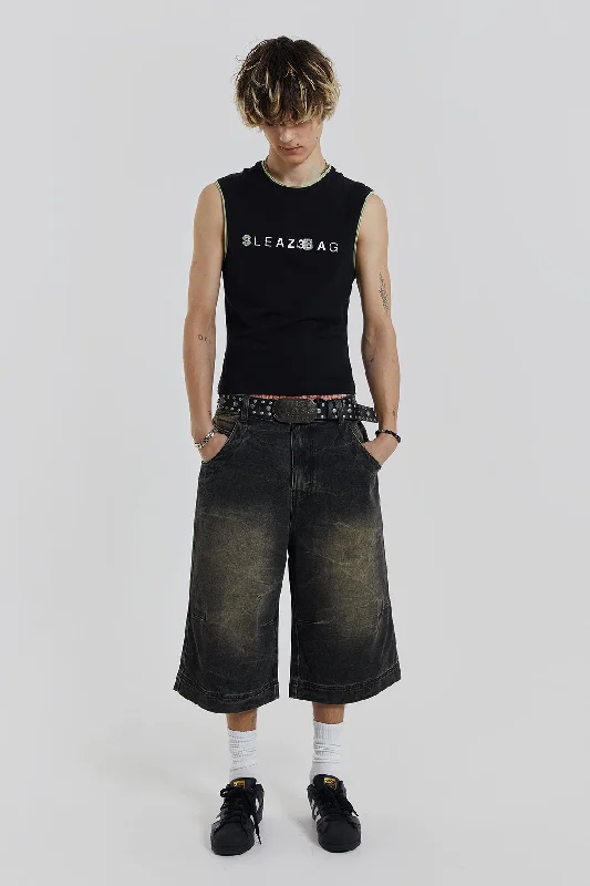 Axle Black Crease Wash Denim Jorts