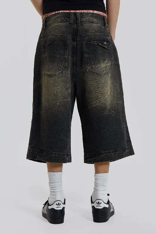 Axle Black Crease Wash Denim Jorts