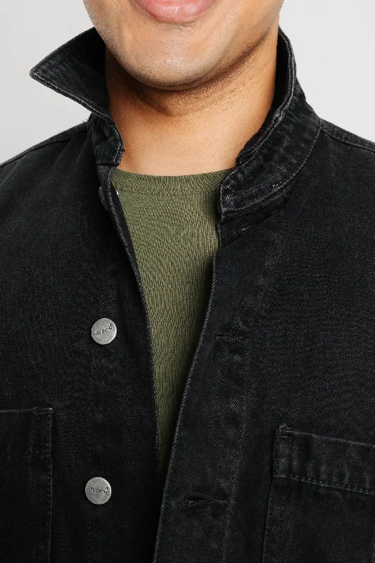 Black Mens Denim Shacket