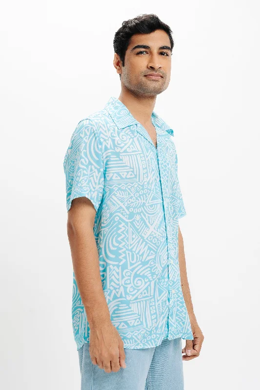 Blue Geo Printed Shirt