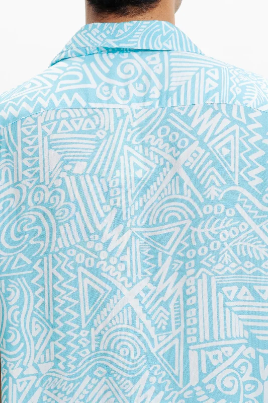 Blue Geo Printed Shirt