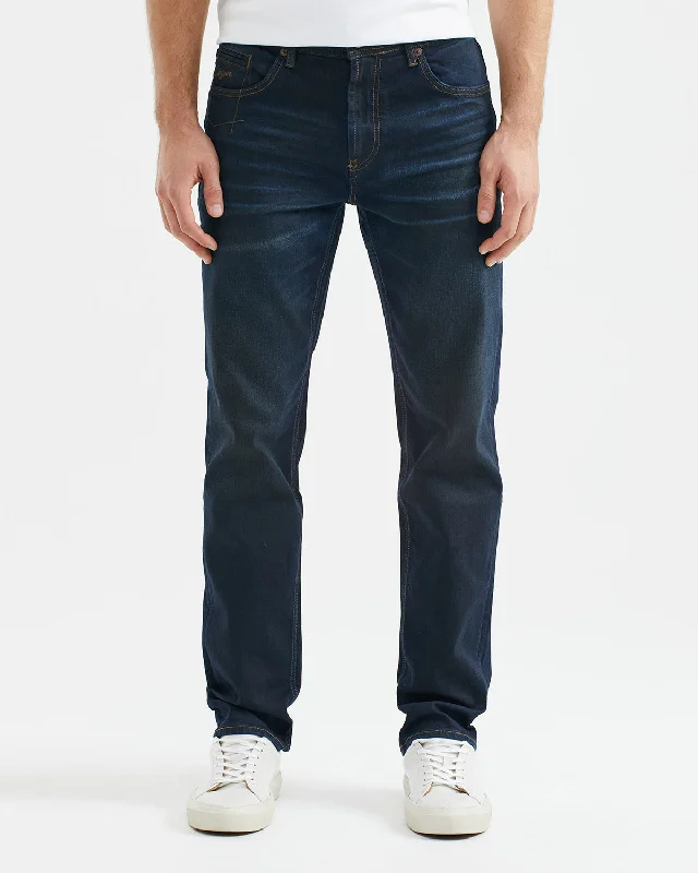 STRAIGHT FIT MID-RISE JEANS IN ULTRA DARK WASH