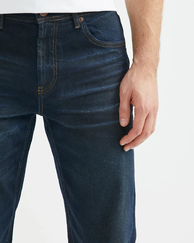 STRAIGHT FIT MID-RISE JEANS IN ULTRA DARK WASH