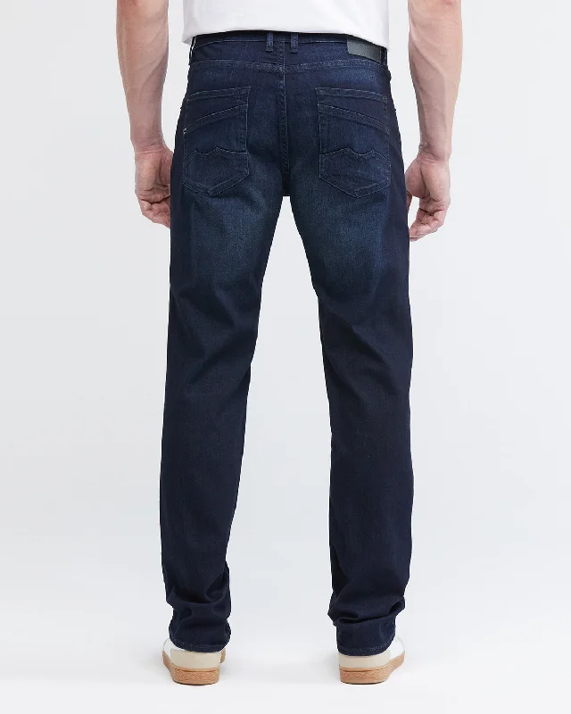 STRAIGHT FIT MID-RISE JEANS IN ULTRA DARK WASH