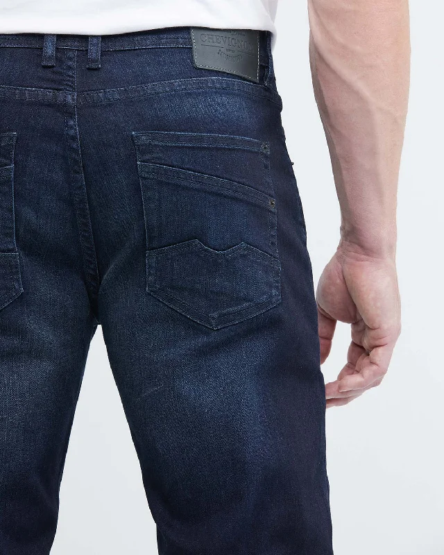 STRAIGHT FIT MID-RISE JEANS IN ULTRA DARK WASH