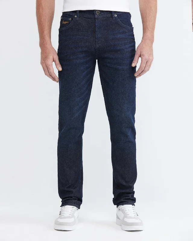 STRAIGHT FIT MID-RISE JEANS IN ULTRA DARK WASH