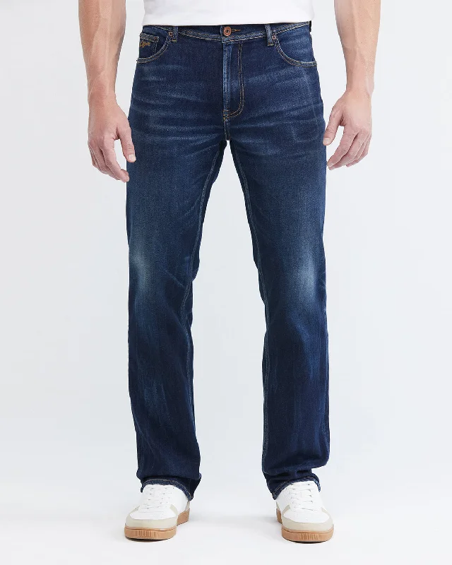 STRAIGHT FIT MID-RISE JEANS IN ULTRA DARK WASH