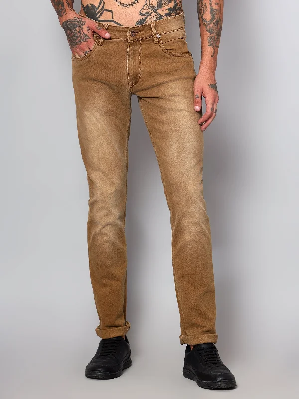 Cantabil Men Khaki Clean Look Jeans