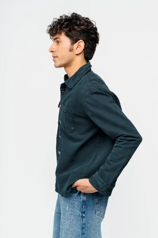 Dark Teal Men's Denim Shacket