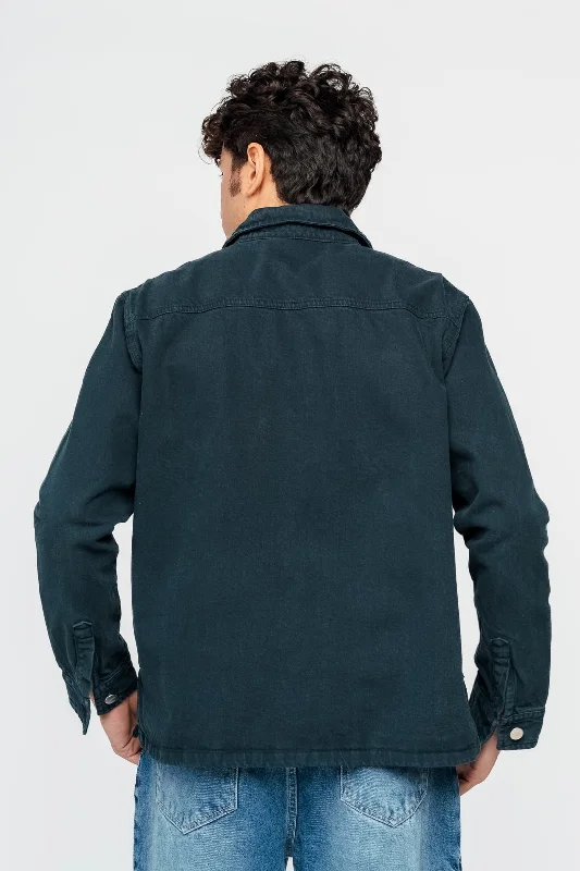 Dark Teal Men's Denim Shacket