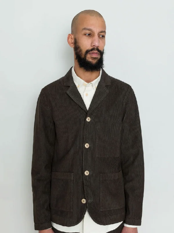 Folk Patch Jacket in Black Olive Cord