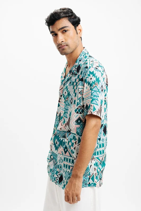 Green Puzzled Printed Shirt