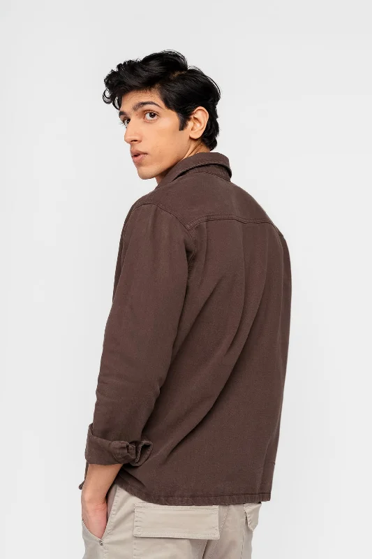 Brown Men's Denim Shacket